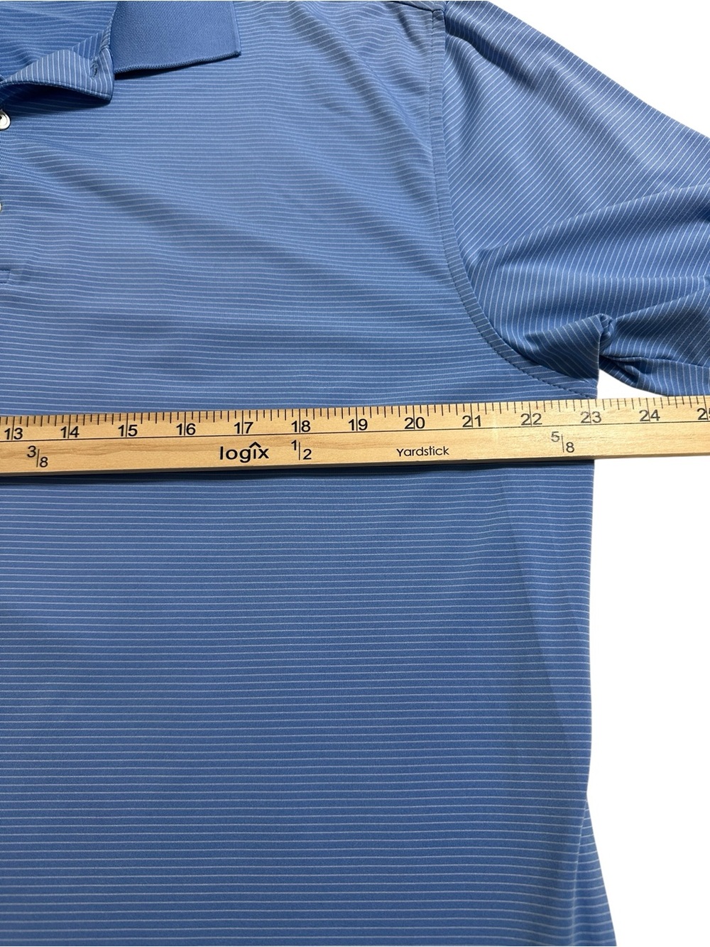 PETER MILLAR Summer Comfort Blue White  Short-Sleeve Polo Golf Shirt Sz M - Picture 6 of 7